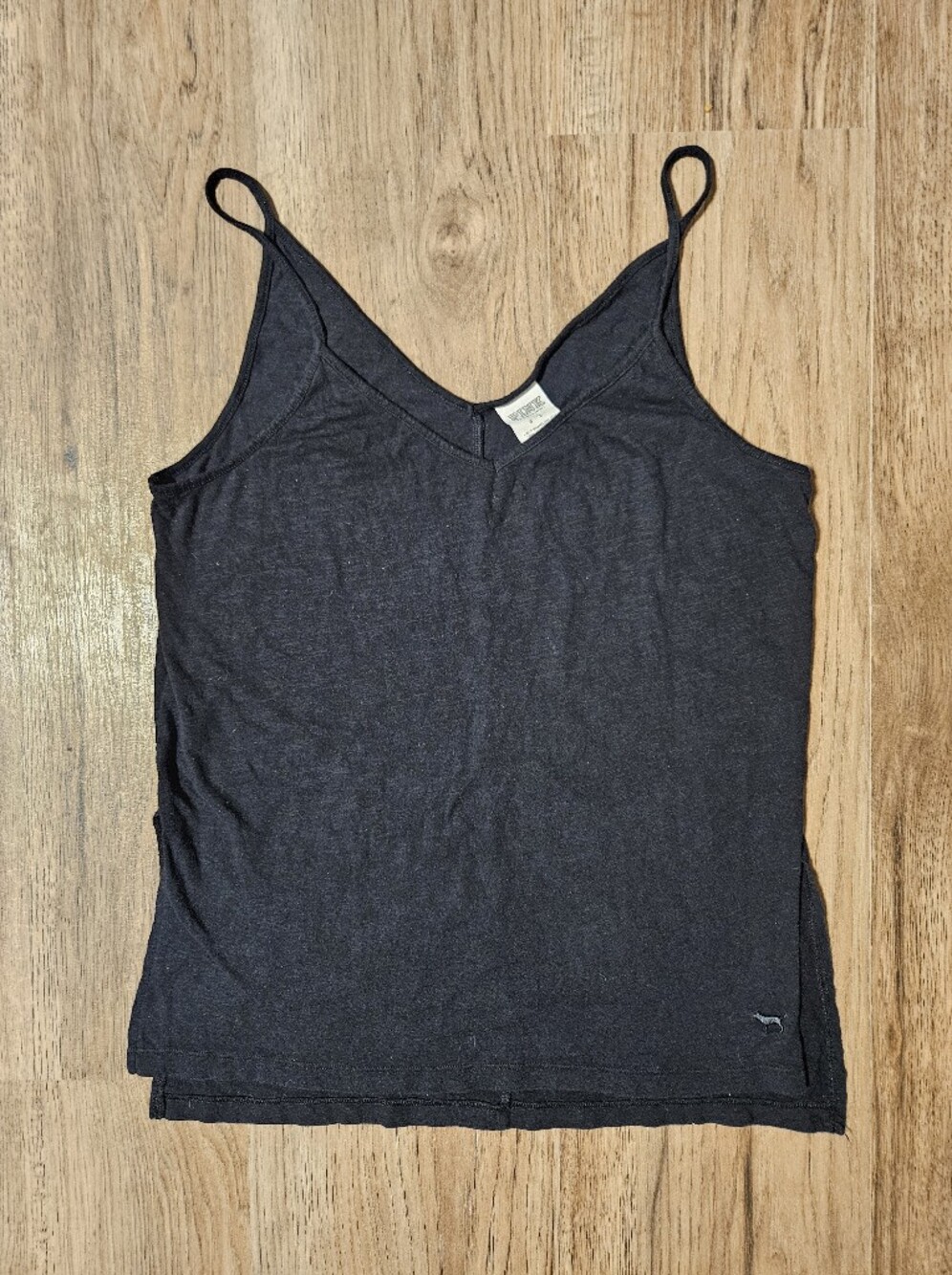 PINK Victoria's Secret Black V‑Neck Spaghetti Strap Tank